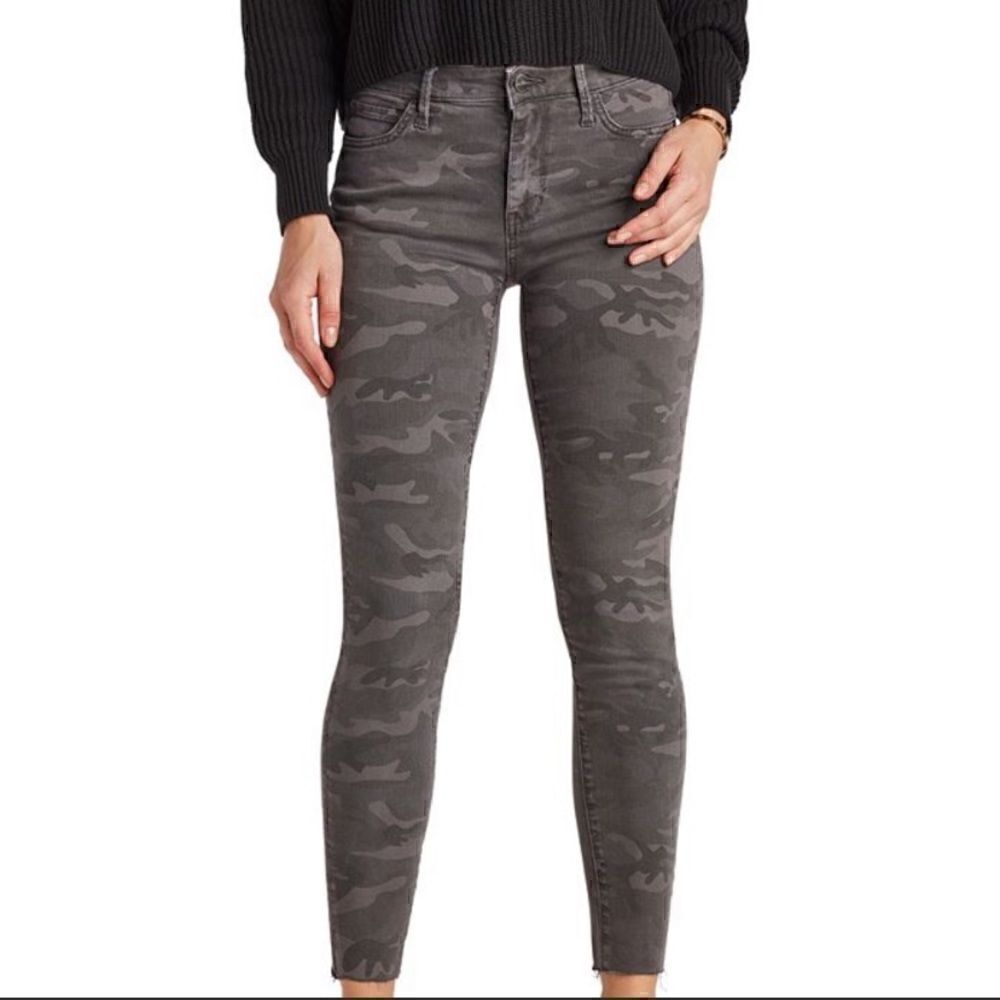 Sam Edelman The Kitten Skinny Camo Jeans Gray/Black Size 26